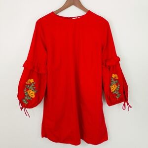 Lucy & Laurel Embroidered Tunic Red Size Medium